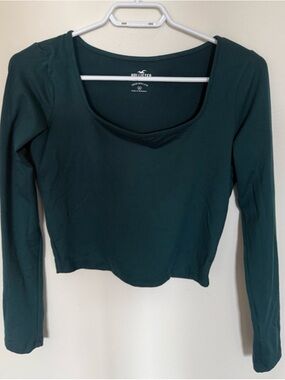 Hollister Scoop Neck Long Sleeve Top - Deep Teal